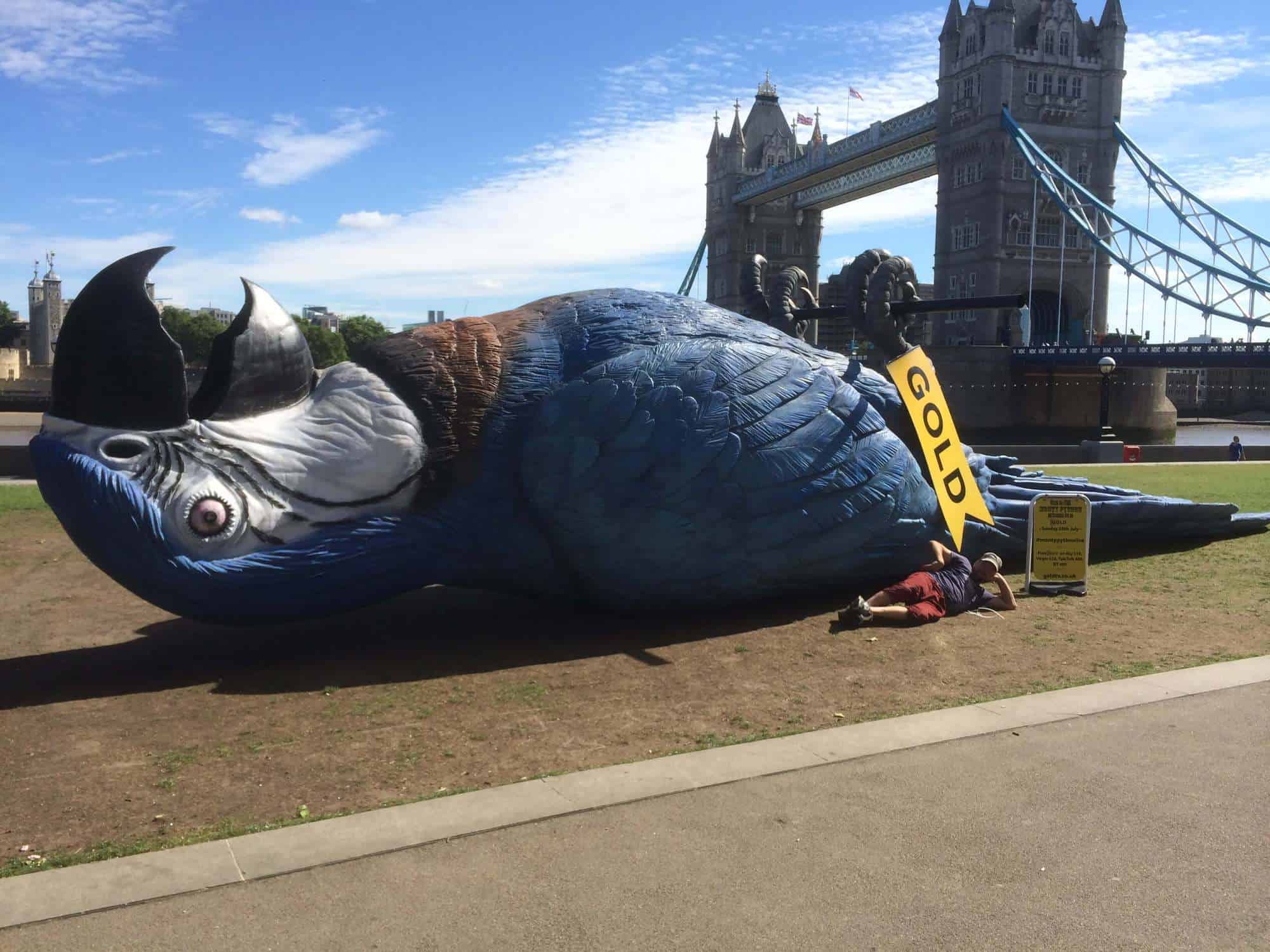 Giant Dead Parrot sculpture for Monty Python on GOLD