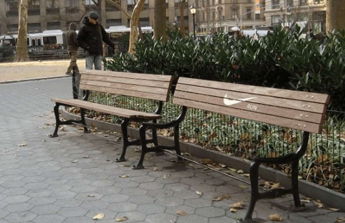 Nike running benches guerrilla marketing campaign