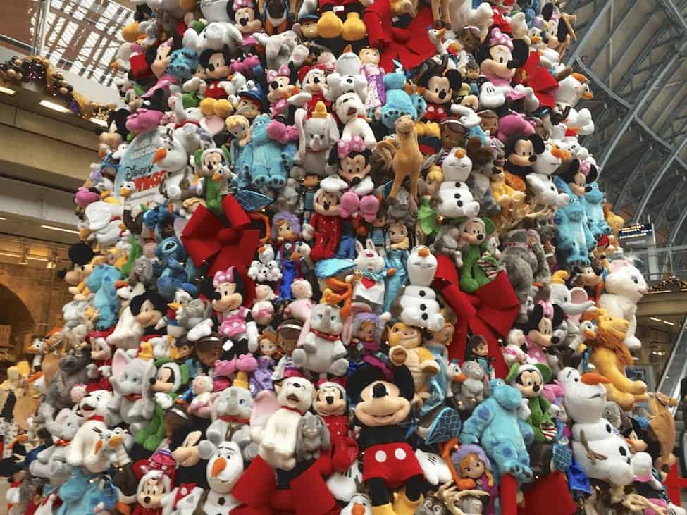 Disney's stuffed toy Christmas Tree installation